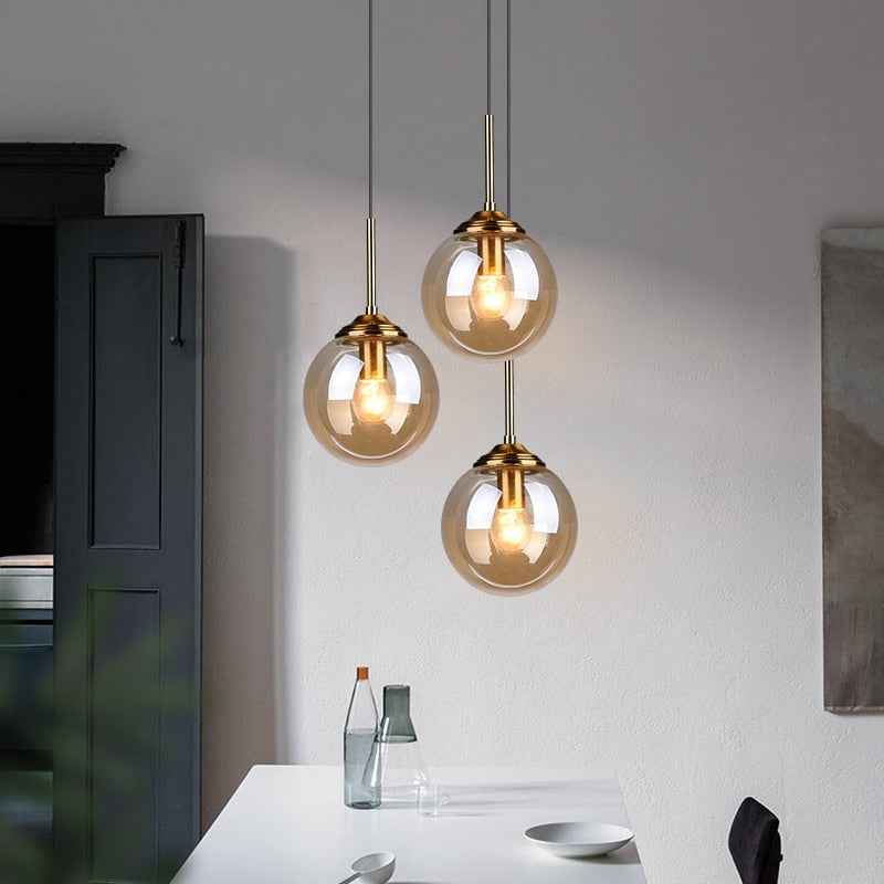 Narell Luminaires Suspension Verre Transparent Ambre - Neutralighting