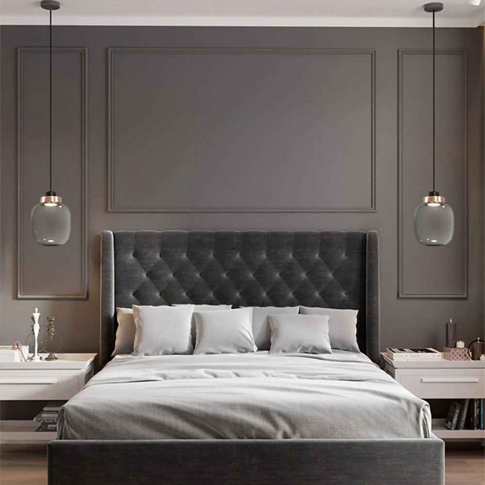 Valentina Moderne LED Suspension Fumée Verre Chambre À Coucher - Neutralighting