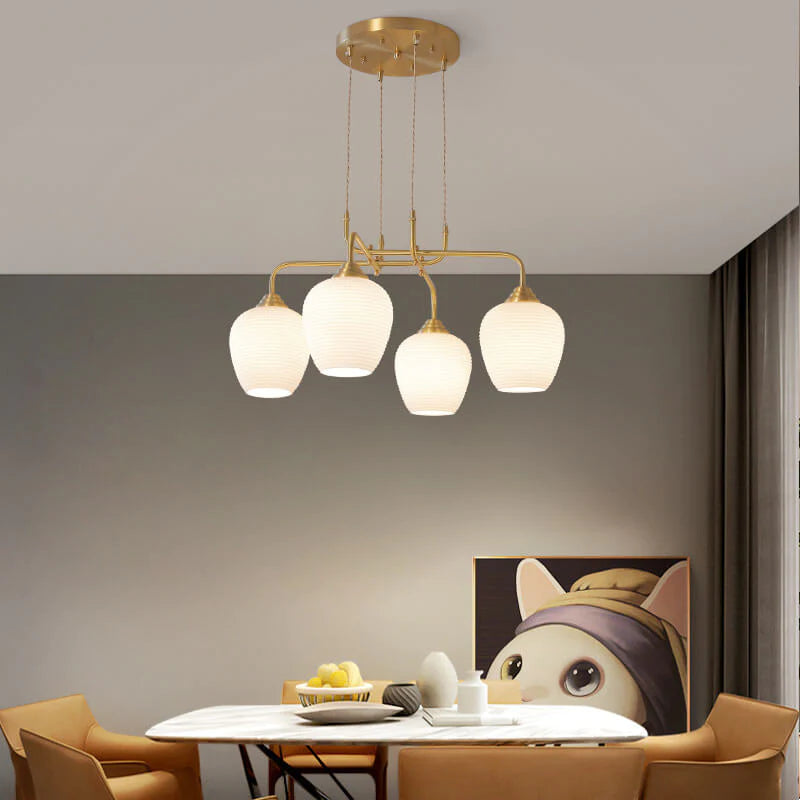 Valentina Moderne LED Lustre Or Métal Verre Salon/Chambre À Coucher - Neutralighting