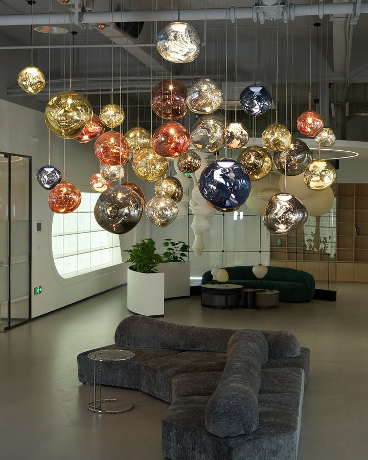 Solara Suspension en Verre Soufflé Cluster Irrégulier Sculptural - Neutralighting