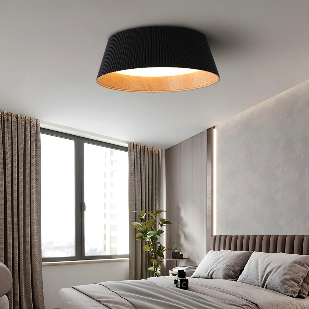 Solara Plafonnier Cylindre Cannelé Bois Élégant Contemporain - Neutralighting