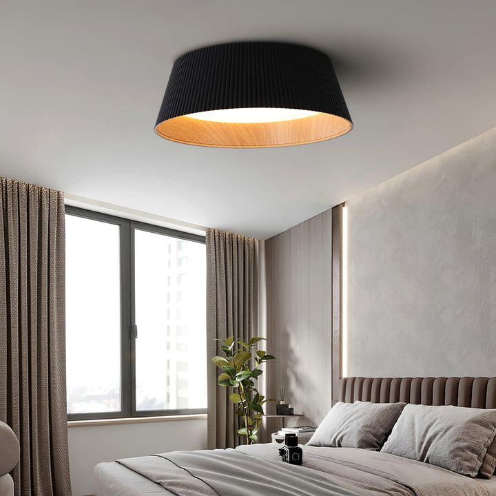 Solara Plafonnier Cylindre Cannelé Bois Élégant Contemporain - Neutralighting