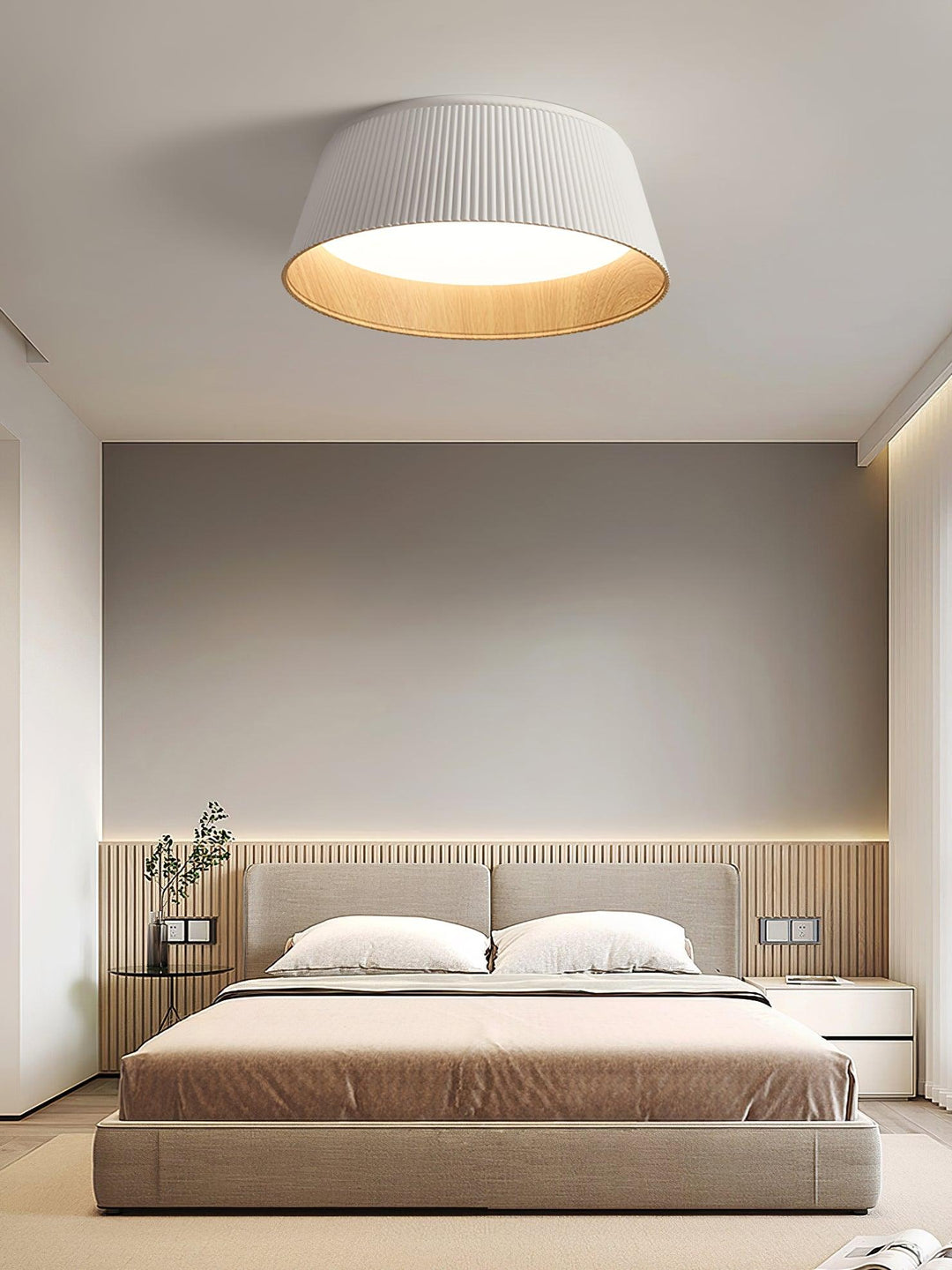 Solara Plafonnier Cylindre Cannelé Bois Élégant Contemporain - Neutralighting