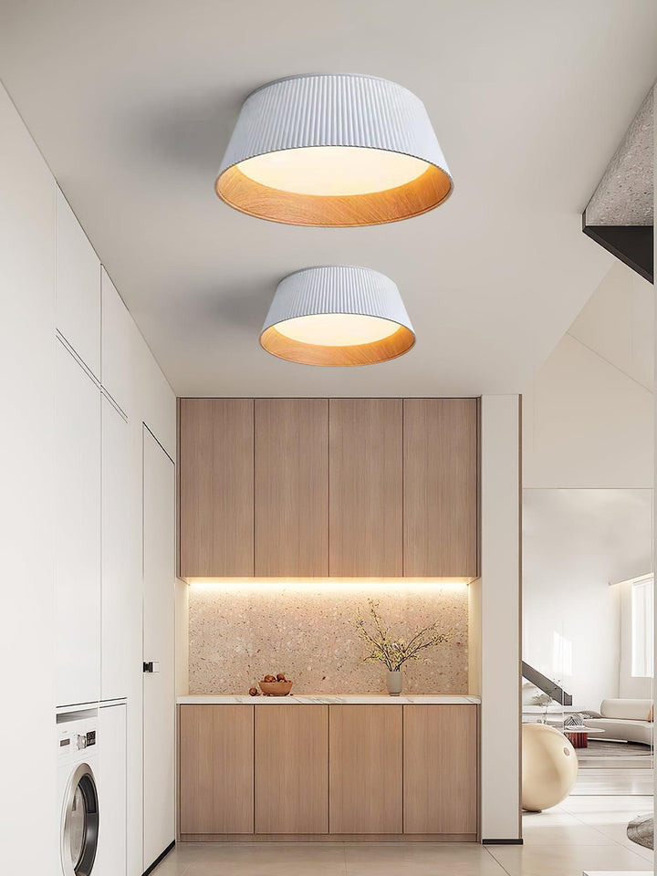 Solara Plafonnier Cylindre Cannelé Bois Élégant Contemporain - Neutralighting