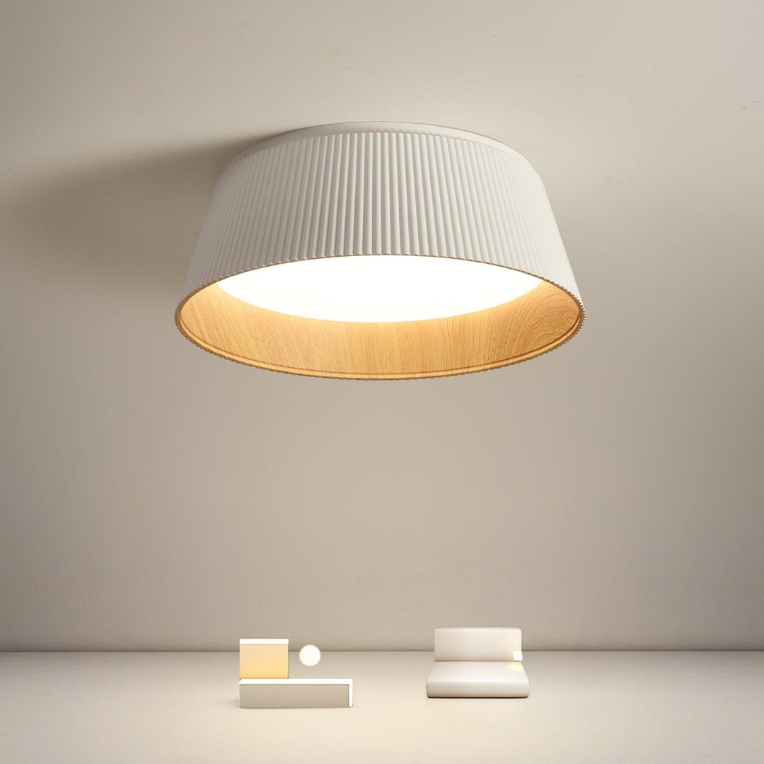 Solara Plafonnier Cylindre Cannelé Bois Élégant Contemporain - Neutralighting