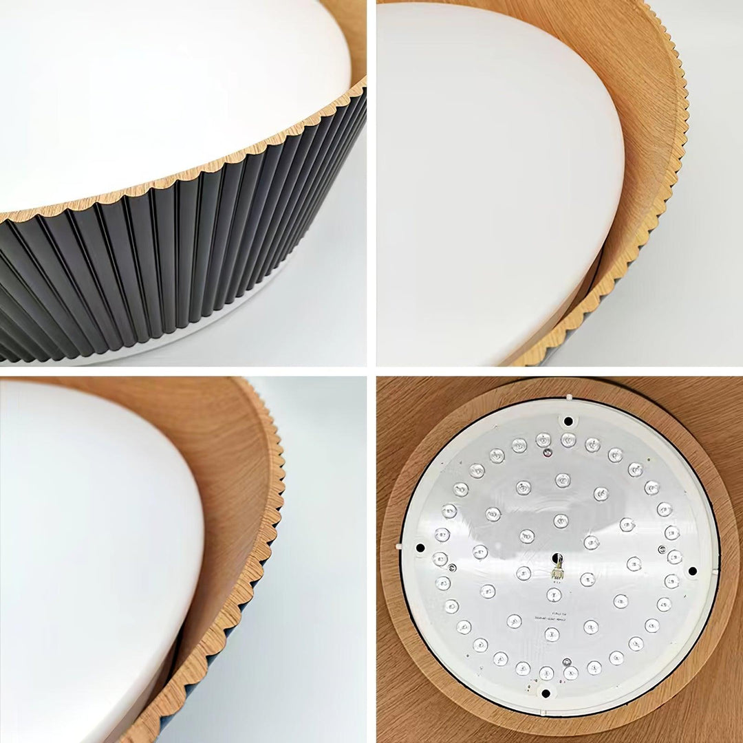 Solara Plafonnier Cylindre Cannelé Bois Élégant Contemporain - Neutralighting
