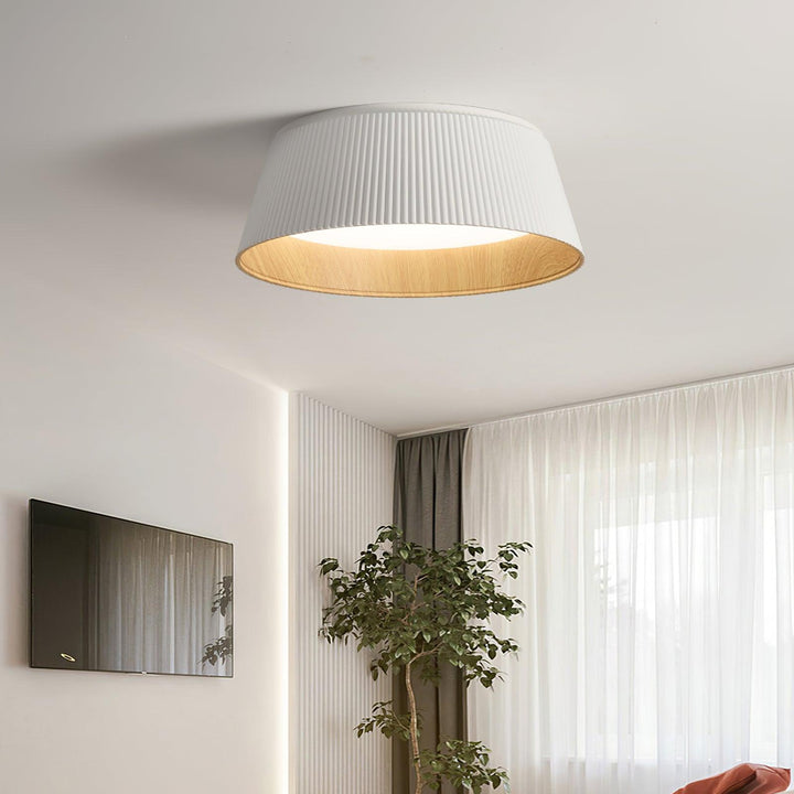 Solara Plafonnier Cylindre Cannelé Bois Élégant Contemporain - Neutralighting