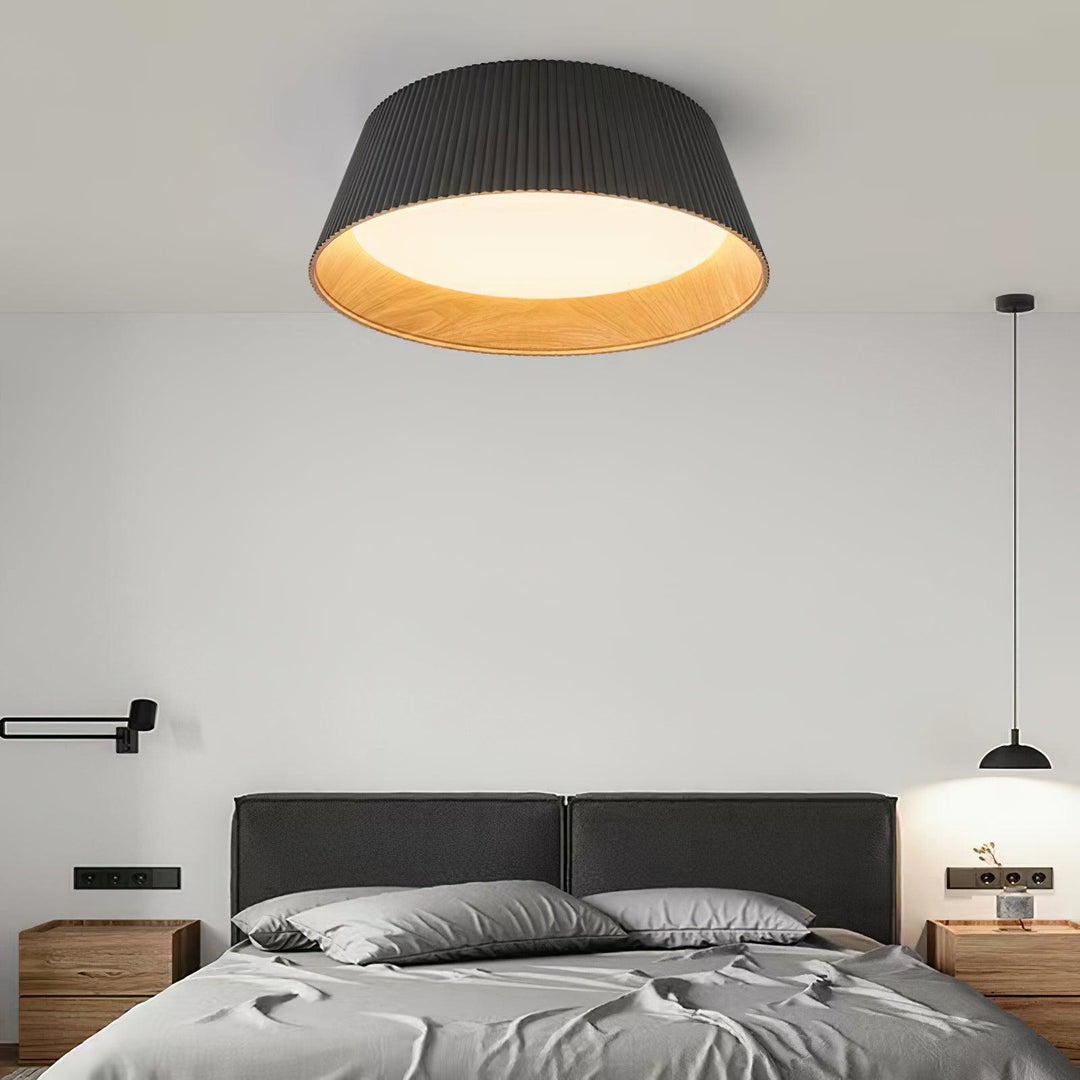 Solara Plafonnier Cylindre Cannelé Bois Élégant Contemporain - Neutralighting