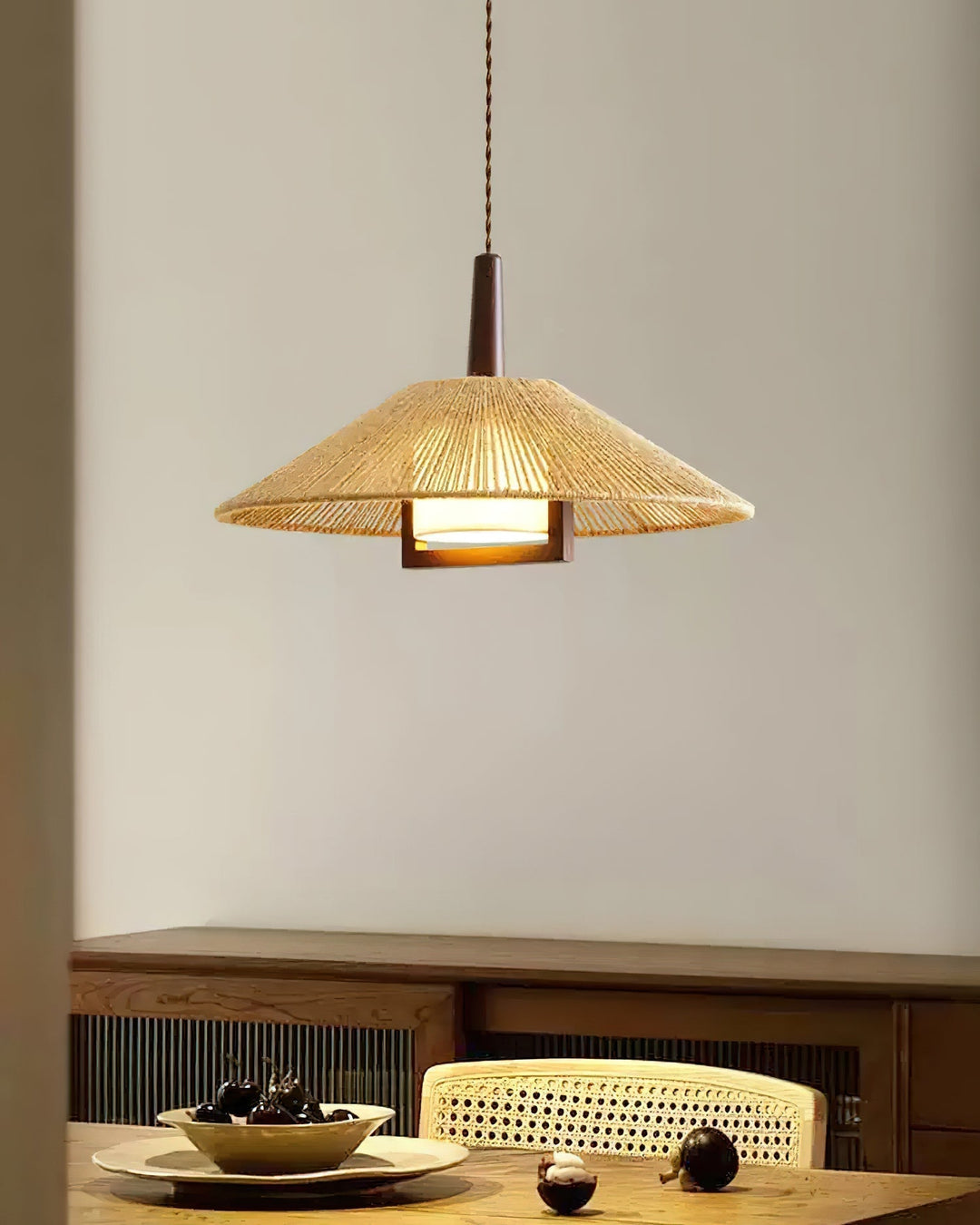 Fidoya Suspension Conique en Rotin Tressé - Neutralighting