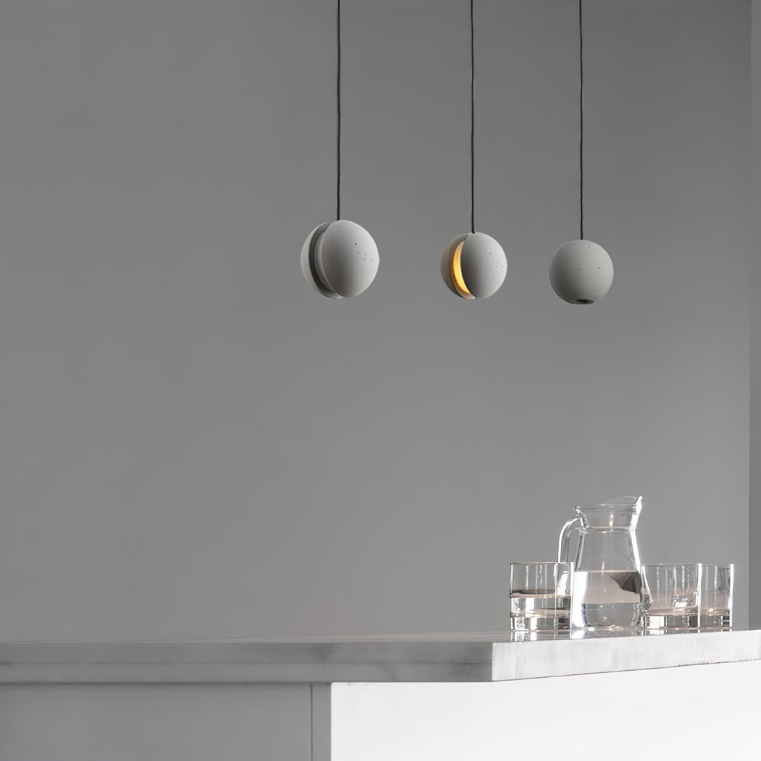 Solara Suspension Sphère en Béton Lune Minimaliste - Neutralighting