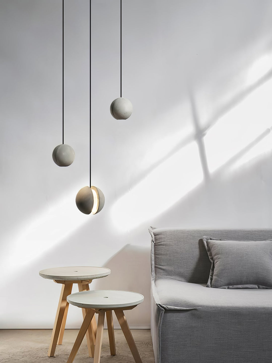 Solara Suspension Sphère en Béton Lune Minimaliste - Neutralighting