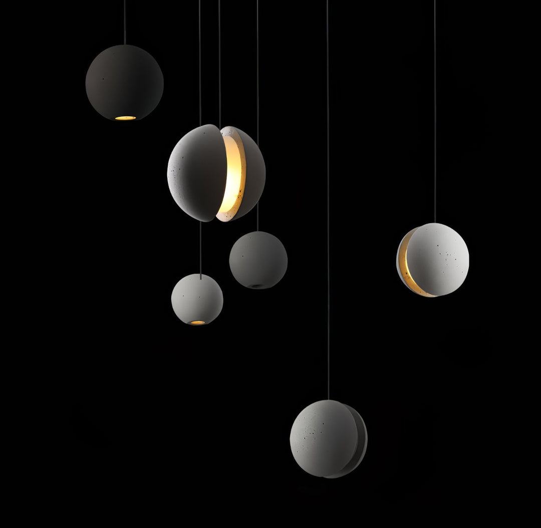 Solara Suspension Sphère en Béton Lune Minimaliste - Neutralighting