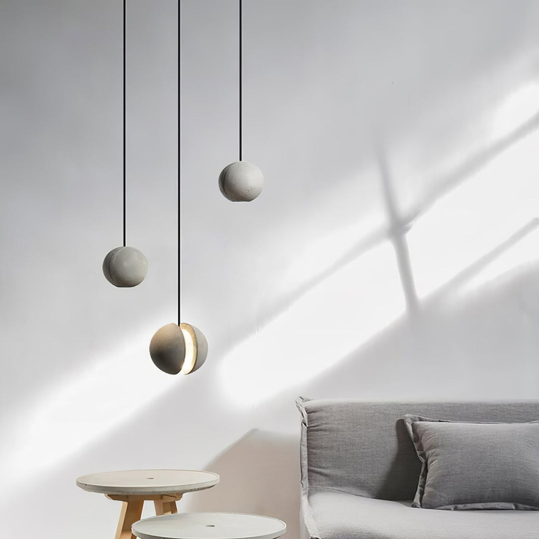 Solara Suspension Sphère en Béton Lune Minimaliste - Neutralighting