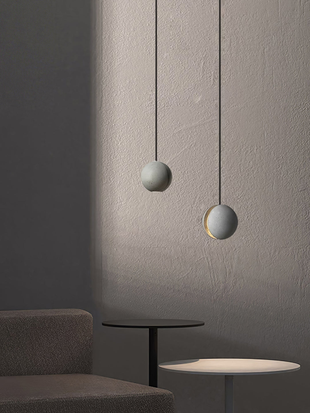 Solara Suspension Sphère en Béton Lune Minimaliste - Neutralighting