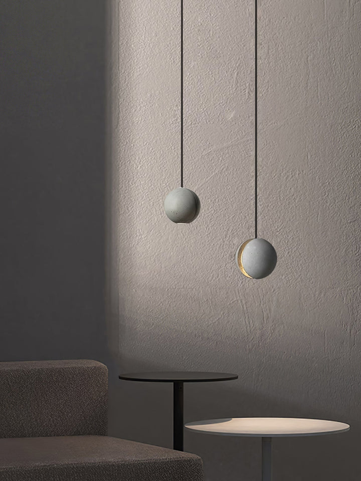 Solara Suspension Sphère en Béton Lune Minimaliste - Neutralighting