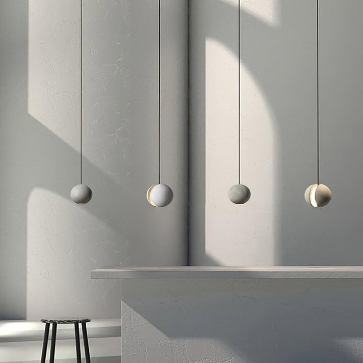 Solara Suspension Sphère en Béton Lune Minimaliste - Neutralighting