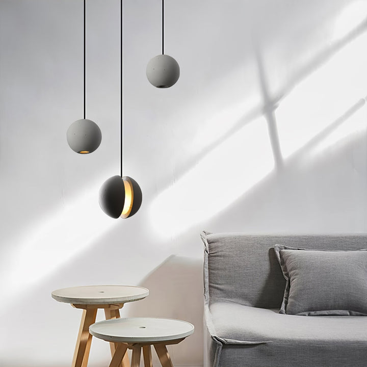 Solara Suspension Sphère en Béton Lune Minimaliste - Neutralighting