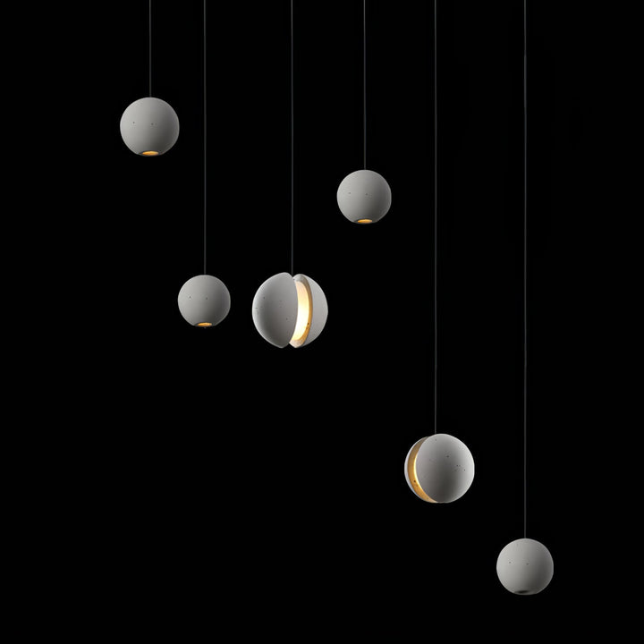 Solara Suspension Sphère en Béton Lune Minimaliste - Neutralighting