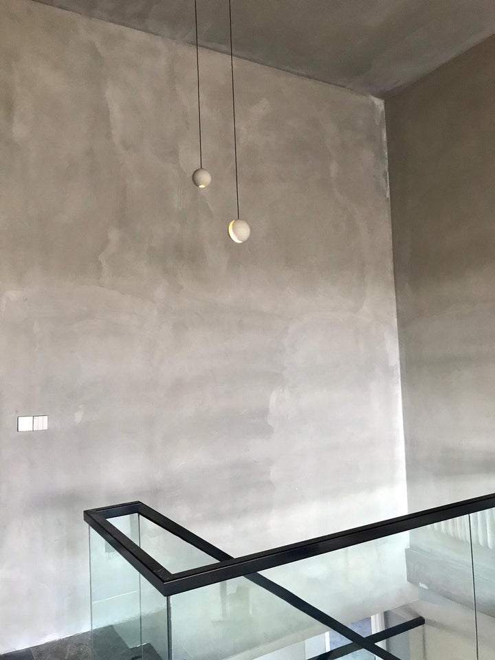 Solara Suspension Sphère en Béton Lune Minimaliste - Neutralighting