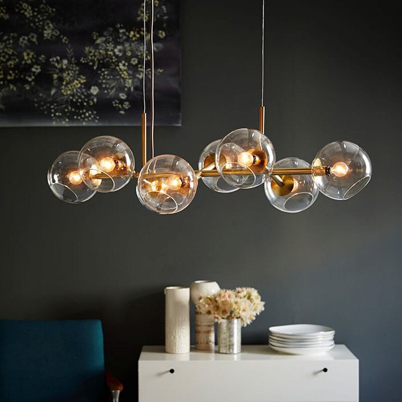 Valentina Suspension Boule Moderne Métal/Verre Noir/Doré Salon - Neutralighting