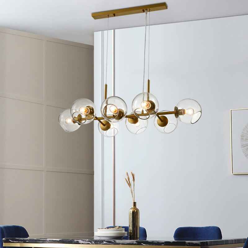 Valentina Suspension Boule Moderne Métal/Verre Noir/Doré Salon - Neutralighting