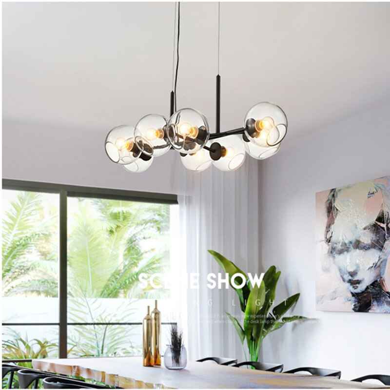 Valentina Suspension Boule Moderne Métal/Verre Noir/Doré Salon - Neutralighting