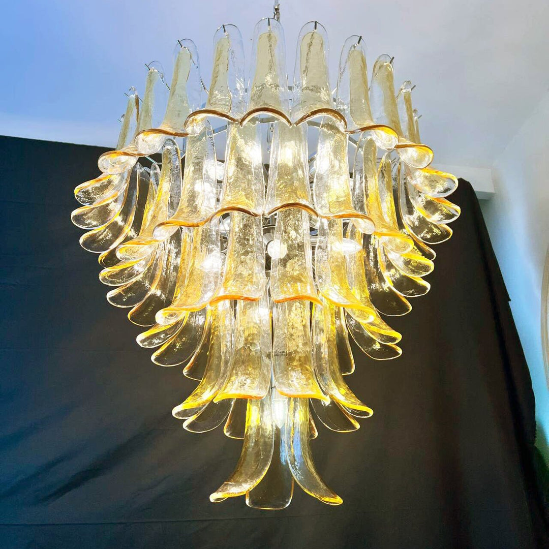 Aurora Chandelier en Verre Murano Pétales Ambre - Neutralighting