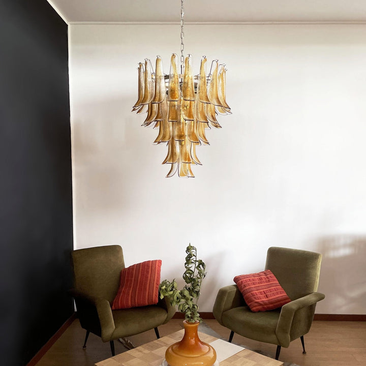 Aurora Chandelier en Verre Murano Pétales Ambre - Neutralighting