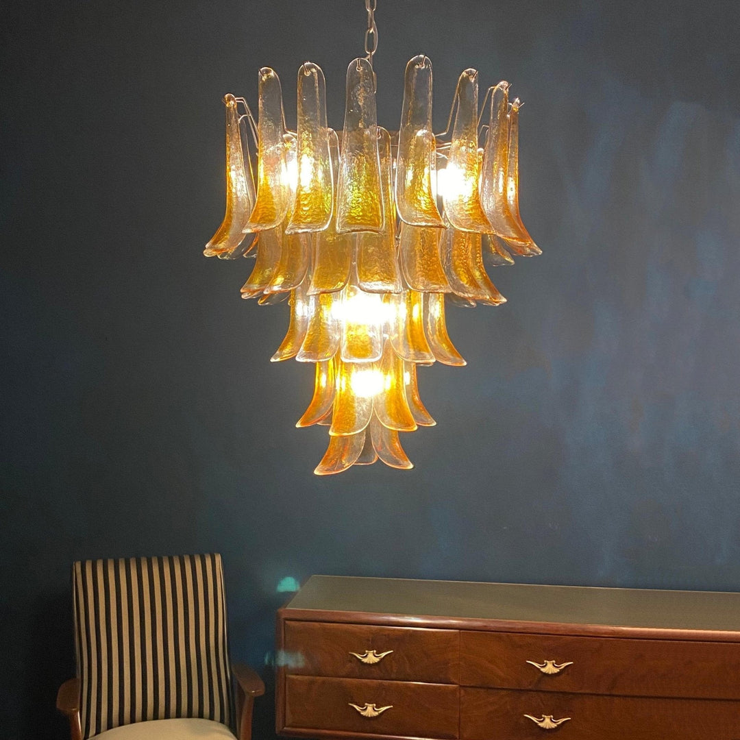 Aurora Chandelier en Verre Murano Pétales Ambre - Neutralighting