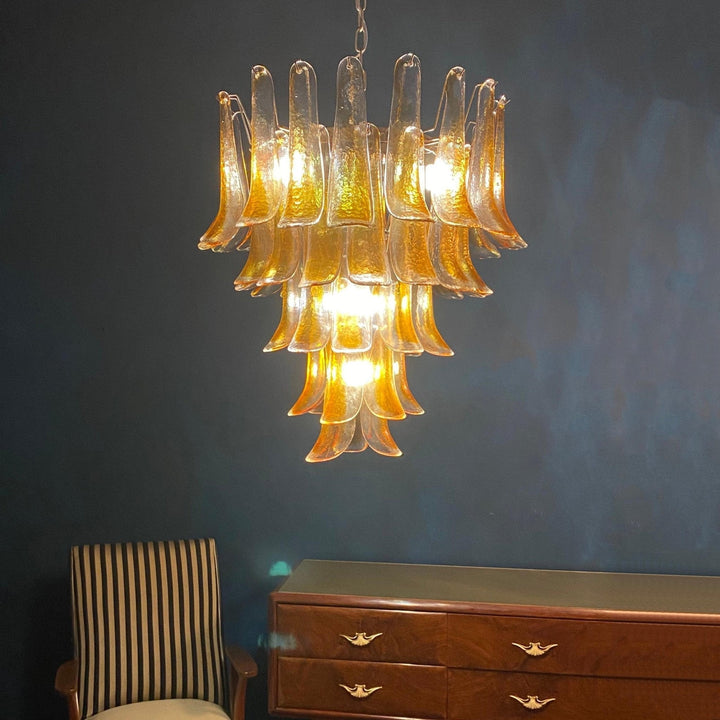Aurora Chandelier en Verre Murano Pétales Ambre - Neutralighting