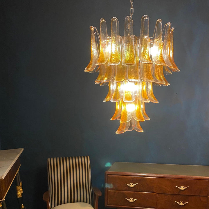 Aurora Chandelier en Verre Murano Pétales Ambre - Neutralighting