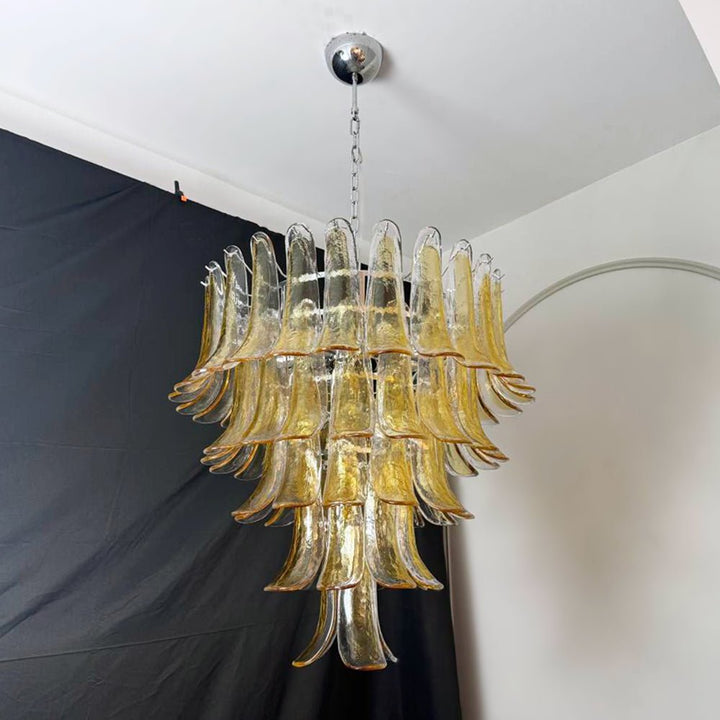 Aurora Chandelier en Verre Murano Pétales Ambre - Neutralighting