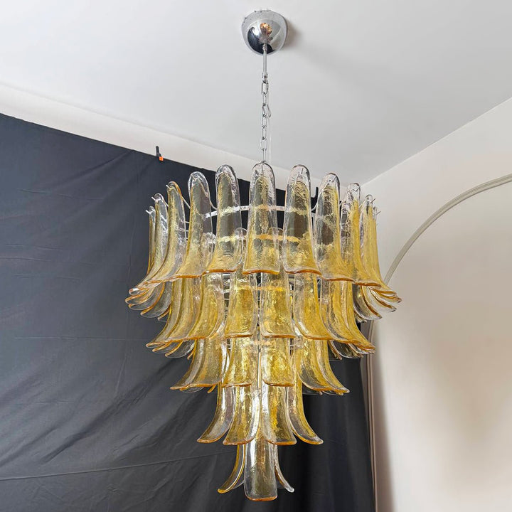 Aurora Chandelier en Verre Murano Pétales Ambre - Neutralighting