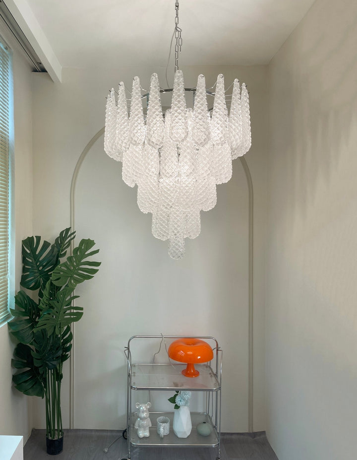 Aurora Chandelier Gouttes Transparentes en Verre de Murano. - Neutralighting