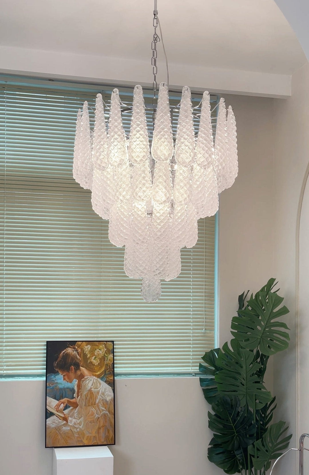 Aurora Chandelier Gouttes Transparentes en Verre de Murano. - Neutralighting