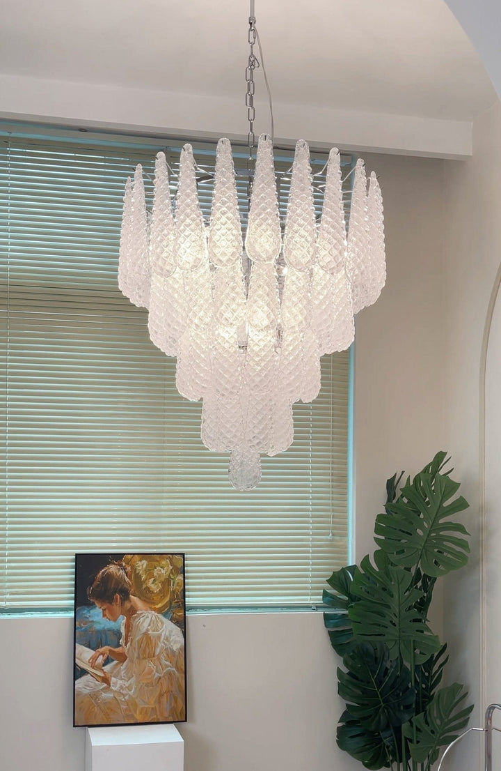Aurora Chandelier Gouttes Transparentes en Verre de Murano. - Neutralighting