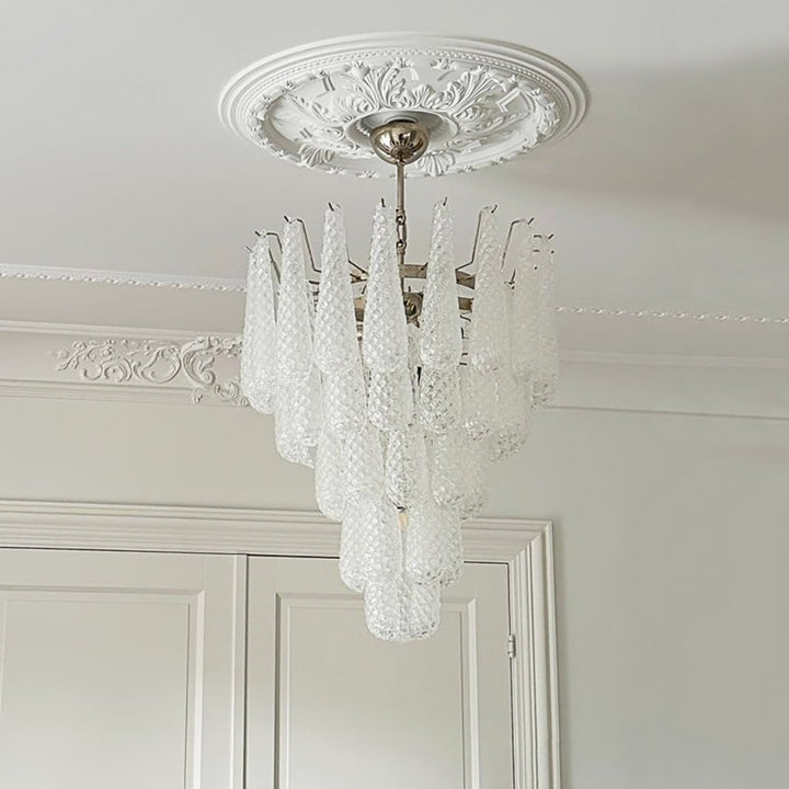 Aurora Chandelier Gouttes Transparentes en Verre de Murano. - Neutralighting