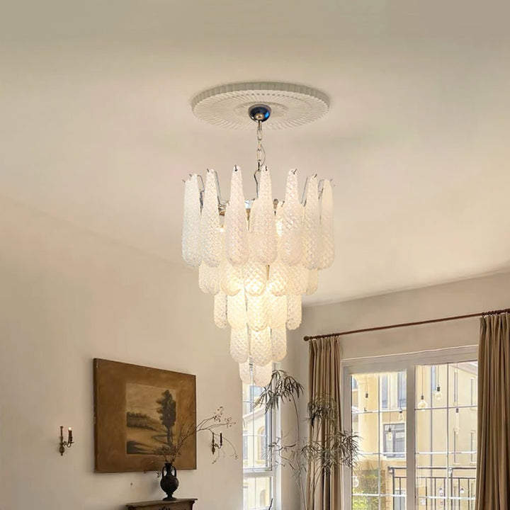 Aurora Chandelier Gouttes Transparentes en Verre de Murano. - Neutralighting
