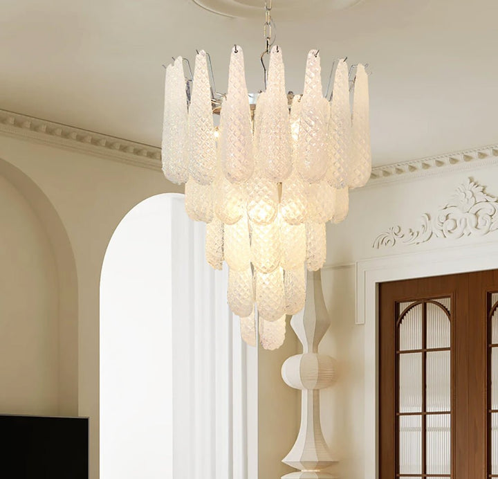 Aurora Chandelier Gouttes Transparentes en Verre de Murano. - Neutralighting