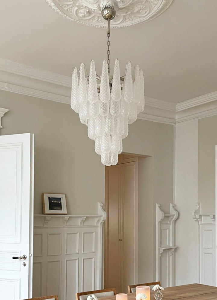 Aurora Chandelier Gouttes Transparentes en Verre de Murano. - Neutralighting