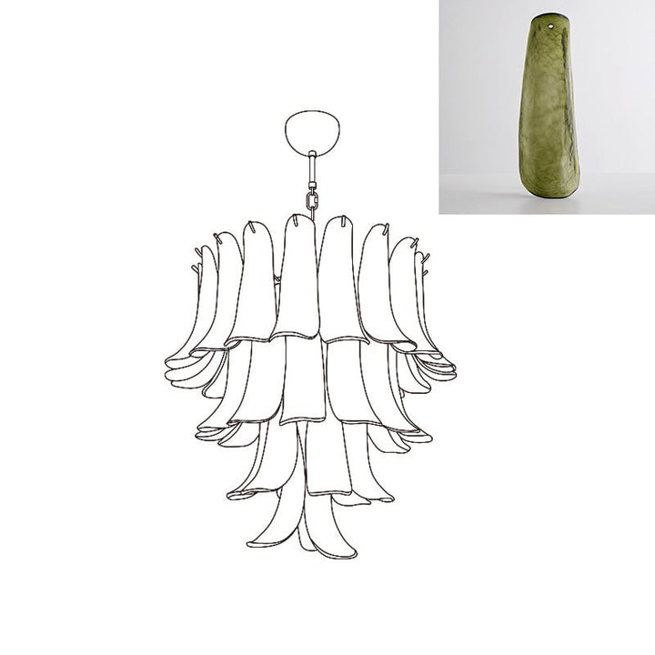 Aurora Lustre Pétales en Verre de Murano Vintage - Neutralighting