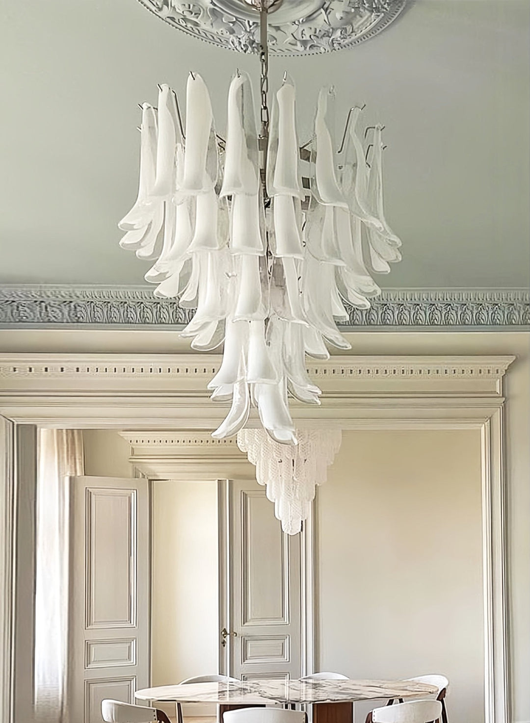 Aurora Chandelier Pétale en Verre Murano Transparent Vintage - Neutralighting