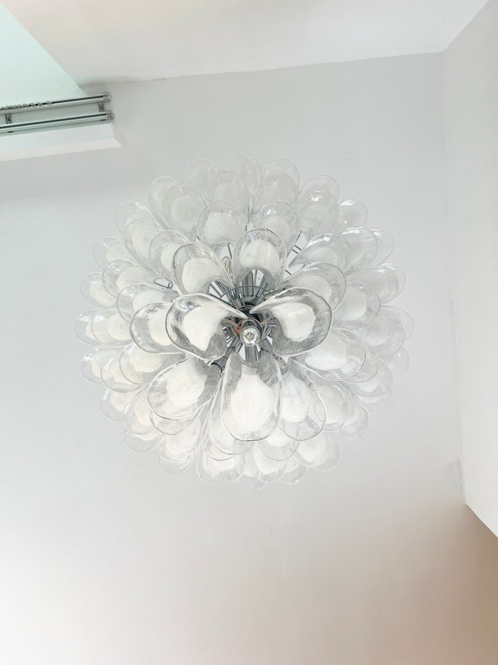 Aurora Chandelier Pétale en Verre Murano Transparent Vintage - Neutralighting