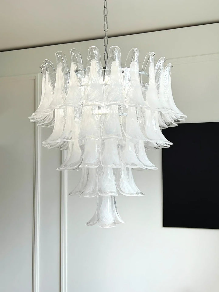 Aurora Chandelier Pétale en Verre Murano Transparent Vintage - Neutralighting