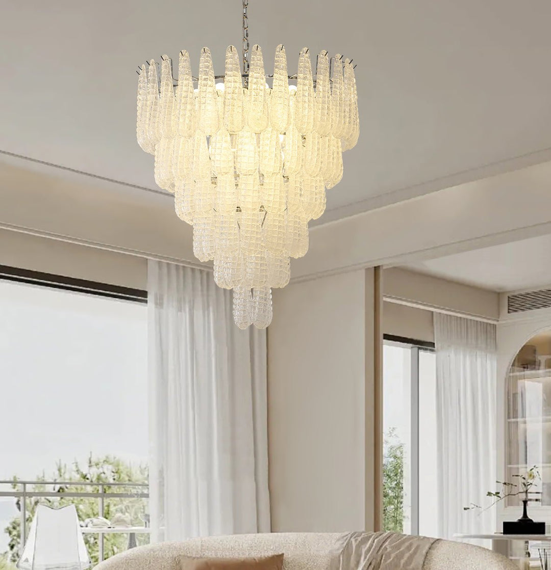 Aurora Chandelier Pigne en Verre de Murano Texturé Luxe - Neutralighting
