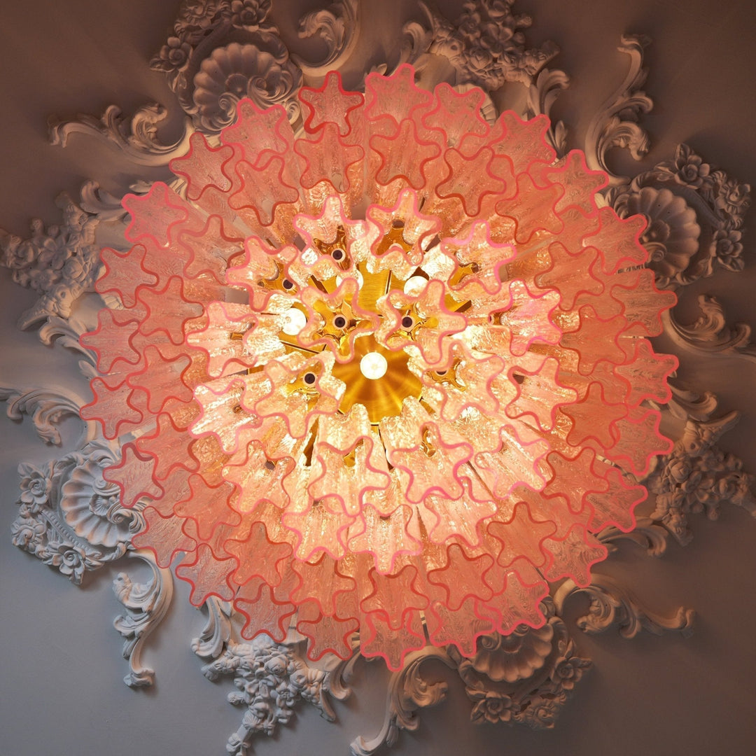 Aurora Lampe de Plafond en Verre Murano Rose Vintage - Neutralighting