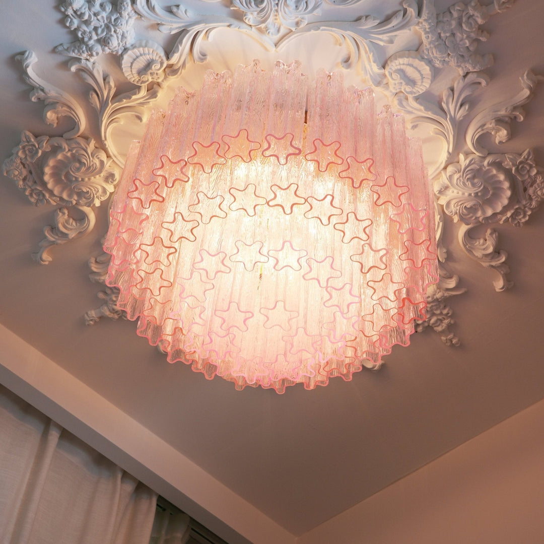 Aurora Lampe de Plafond en Verre Murano Rose Vintage - Neutralighting