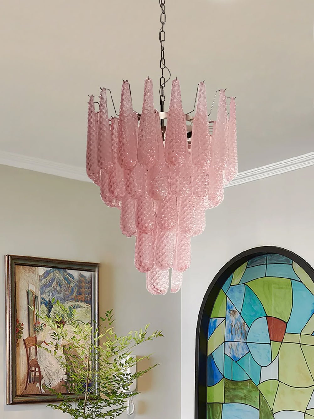 Aurora Chandelier en Verre Rose Luxe - Neutralighting
