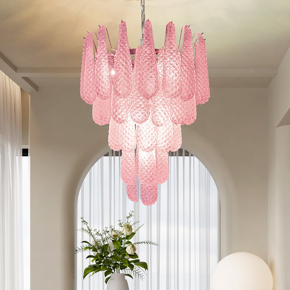 Aurora Chandelier en Verre Rose Luxe - Neutralighting