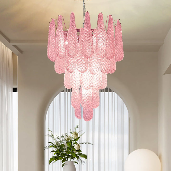 Aurora Chandelier en Verre Rose Luxe - Neutralighting